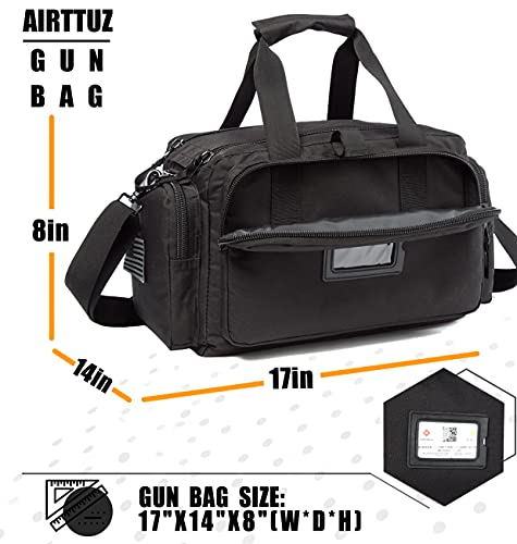 Range Bag | Gun Range Duffle Bag for Handguns and Ammo,USA Flag Patch Included. - color: Black