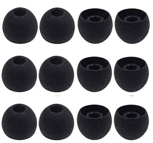 12PCS Large Size Replacement Ear Tips Earbud Eartip Ear Cap Ear Bud Tip for Powerbeats Pro, BeatsX, Senso, TOZO, Sony & Other Inner Hole 3.8mm Earbud in-Ear Headphones,Black,L