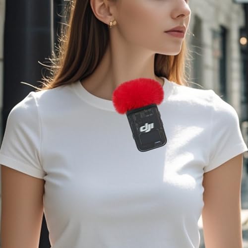 Microphone Windscreen Compatible with DJI MIC 2 (Not for DJI MIC 1) / OSMO POCKET Microphone Furry Wind Muff (2 Packs-Red) - color: red-2pcs