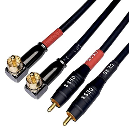 CNCESS CESS-167-6i RCA Right Angle to Straight Type Male to Male Preamp Jumpers Patch Cable, 2 Pack (6 Inches) - size: 6 Inches