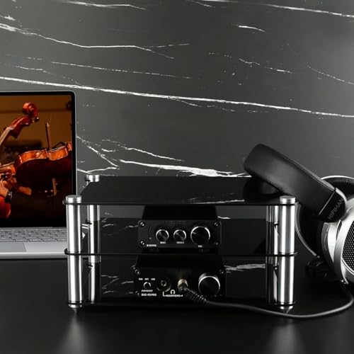 Mini Acrylic Audio Component Rack, Open 2-Layer Rack Aluminium Holders, Small Desktop Multimedia Storage, 3kg Load Capacity, for HiFi Audio Equipment Dac Amplifier Amp - color: B