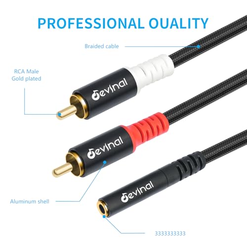 3.5mm Female to RCA Stereo Audio Cable, RCA to 3.5mm Y Splitter, Aux to Phono Breakout Bi-Directional Cord Wire 12 inch (2 Pack) - color: 3.5mm Female to 2RCA
