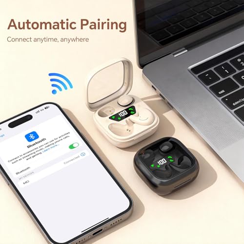 Xmenha Flat Sleep Mini Invisible Small Tiny Earbuds Wireless Bluetooth Ear Buds for Sleeping Headphones Micro Smallest Discreet Sleep Earbuds Earphones for Side Sleepers, Small Ears Canals Women, Work - color: Skin