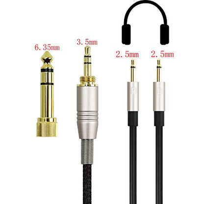 NewFantasia Dual 2.5mm to 3.5mm & 6.3mm Adapter Replacement Cable Compatible with Monolith M1060, M1060C, M565, M565 Headphones 1.2meters/4feet - size: 4 ft