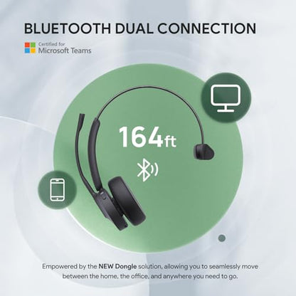 Yealink BH70 Mono Bluetooth Teams Headset with AI Mic for Work from Home PC | 3 Microphone Sound Isolation, Microsoft Teams & Zoom Certified, Compatible with Cisco Zoom Google, 35h Talk, USB-A dongle - color: Black (Teams), style: Mono (USB-C to A)