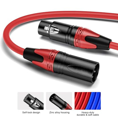 XLR Cables 10 FT 2 Pack, Premium Balanced Microphone Cable with 3-Pin XLR Male to Female Mic Speaker Cable,Professional Balanced Microphone Lead, Extension Mic Cable Cord (Blue, Red) - style: 2 PACK-10 FT
