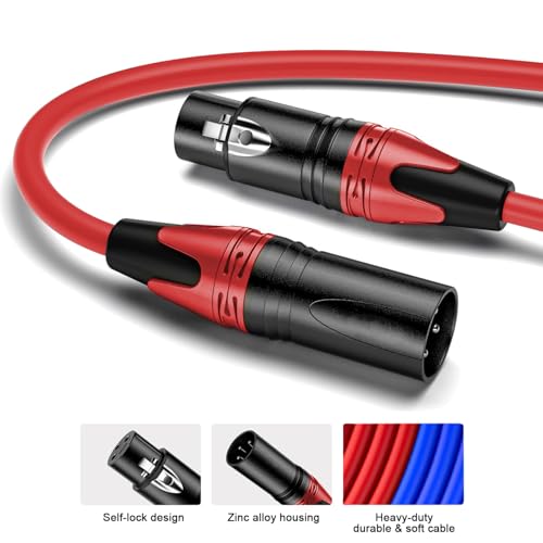 4Pack-25FT XLR Male to XLR Female Cables, Professional Balanced Microphone Lead, Extension Mic Cable Cord (Blue, Red,Yellow,Blue) - style: 4pack-25FT