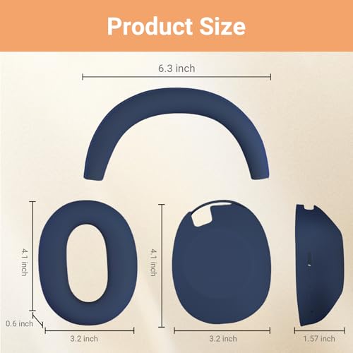 3 in 1 Ear Pads Cover Compatible with Sony WH-1000XM6 Protective Silicone Headphone Case Accessories for Sony WH-1000XM6 Ear Pads - Midnight Blue - color: Midnight Blue