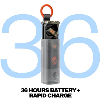 Skullcandy Dime Evo Wireless Earbuds with Clip-Anywhere Case - Realtree APX | In-Ear Fit, Noise Isolating, 36 Hours Battery, Microphone for iPhone Android, Easy Clip-On Case Design, Travel, Commuting - color: Realtree APX Black/Orange