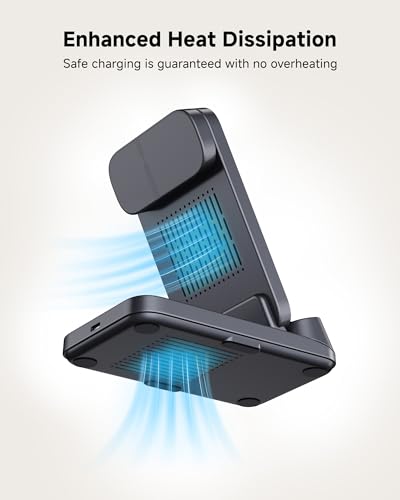 SwanScout 708S 3-in-1 Foldable Wireless Charger for Samsung Devices | Wireless Charging Station with Clock, for S26/S25/S24/S23/Z Flip8, for Galaxy Watch 8/7/FE/6/5/4, No Adapter - color: Tech Grey