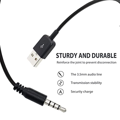 YACSEJAO USB to 3.5mm Audio Jack Coiled Cable, Male AUX to USB 2.0 Adapter Cord for MP3 Players, Headphones