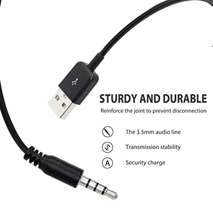 YACSEJAO USB to 3.5mm Audio Jack Coiled Cable, Male AUX to USB 2.0 Adapter Cord for MP3 Players, Headphones