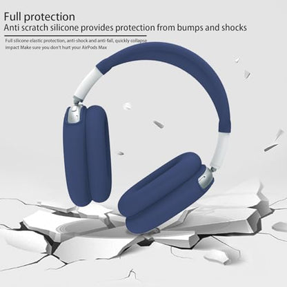 3 in 1 Silicone Case Cover Compatible with Apple Airpods Max Headphones, Anti-Scratch Ear Pad Case Cover Ear Cups Cover and Headband Cover Compatible with Apple Airpod Max (Midnight Blue) - color: Midnight Blue