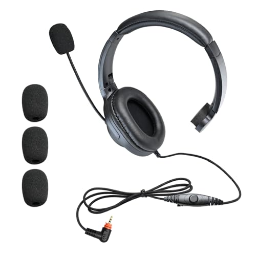 Over Ear Earpiece Noise Canceling Construction Work Headset with Boom Mic Headband Earmuffs Headphone for Motorola SL300 SL7550 TLK100 SL7580e SL7590e SL3500e SL1K SL1M (Single Ear)