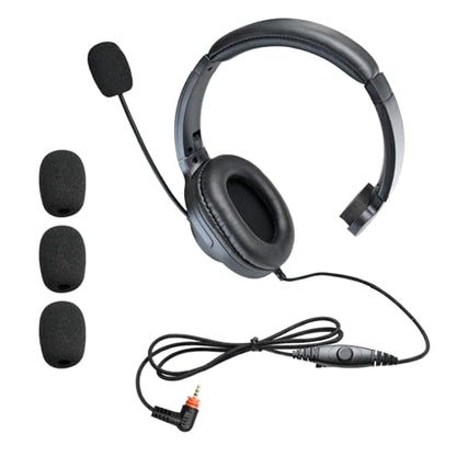 Over Ear Earpiece Noise Canceling Construction Work Headset with Boom Mic Headband Earmuffs Headphone for Motorola SL300 SL7550 TLK100 SL7580e SL7590e SL3500e SL1K SL1M (Single Ear)