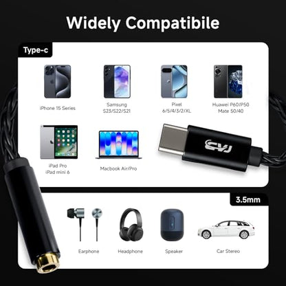 CVJ USB C to 3.5mm Audio Adapter, USB C to Aux with CX31993 DAC Chip