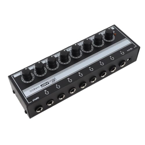 Headphone Amplifier, Stereo Headphone Amplifier Clear Sound Metal 100 to 240V Compact 8 Output and 1 Input Channels Sturdy for Stage