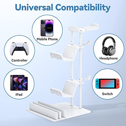 KDD Headphone Stand, Controller & Headset Holder & 4 in 1 Desk Cup Holder - Clamp on Under Desk Headphone Hanger