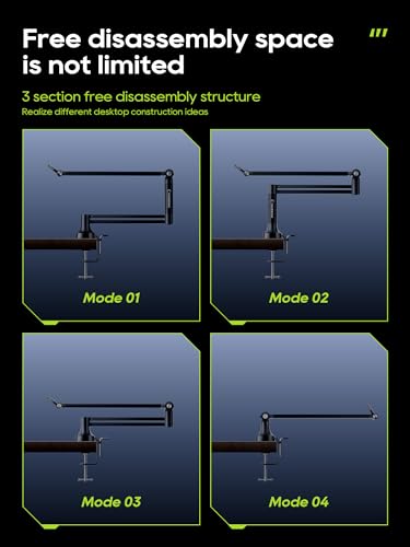 CACENCAN M05 Boom Arm, 360° Rotatable Microphone Stand with Desk Mount, Foldable Desk Mic Arm with 3/8'' to 5/8'' Screw Adapter, Microphone Arm for Live Streaming, Gaming, Podcasting, Radio - color: Mic Black