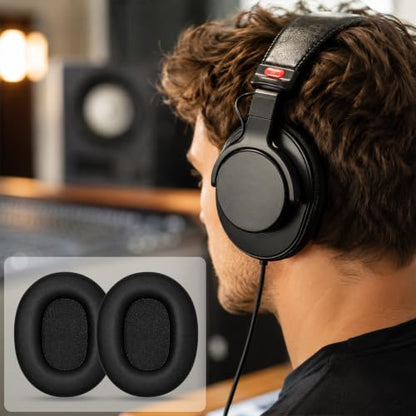 Replacement Ear Pads for Sony MDR-7506 MDR-V6 MDR-V7 MDR-CD900ST Headphones, Protein Leather Earpads Cushions with Memory Foam, Extra Thick Ear Cups for Studio Monitor Headset, 1 Pair-Black