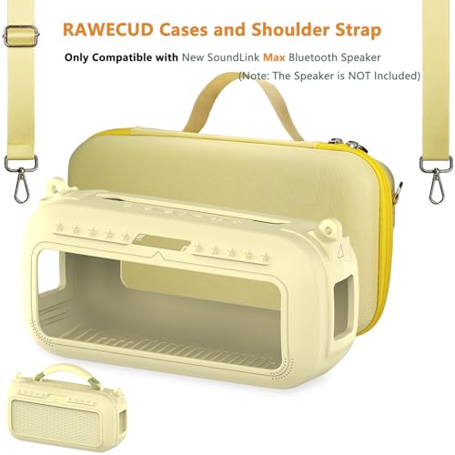 Protective Case for Bose SoundLink Max Portable Bluetooth Speaker | Accessories Hard Carrying Case and Silicone Cover Combo with Carrying Strap (Citrus Yellow) - color: Citrus Yellow