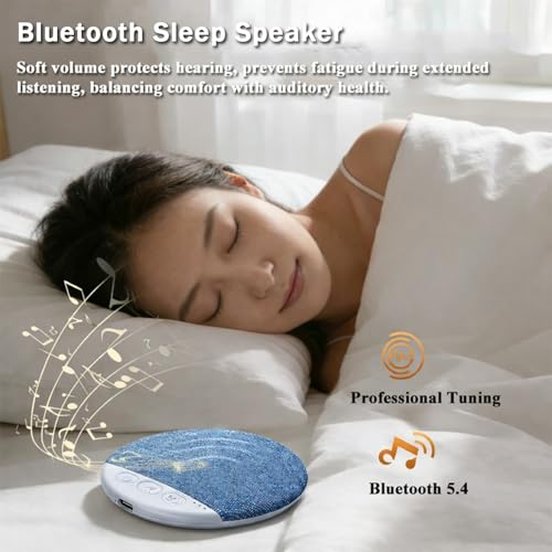 Bluetooth Pillow Speaker for Sleeping, Mini Portable Under Pillow Speaker with White Noise Timer Wireless Sleep Aid with Stereo Bass Private Sleep Headphones for Side Sleeper Adult Kid