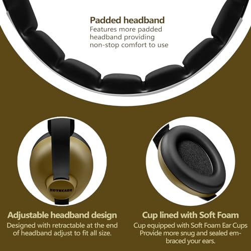 BBTKCARE Baby Headphones - Infant Ear Protection for Babies | Baby Earmuffs Noise Cancelling Headphones 3-36 Months - Army Green - color: Army Green