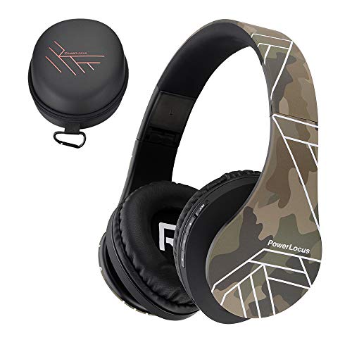 PowerLocus Bluetooth Over-Ear Headphones, Wireless Stereo Foldable Headphones Wireless and Wired Headsets with Built-in Mic, Micro SD/TF, FM for iPhone/Samsung/iPad/PC (Camo) - color: Camo