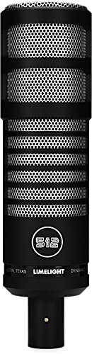 512 Audio Limelight Dynamic Vocal XLR Microphone featuring a Hypercardioid Polar Pattern Designed for Podcasting, Broadcasting and Streaming