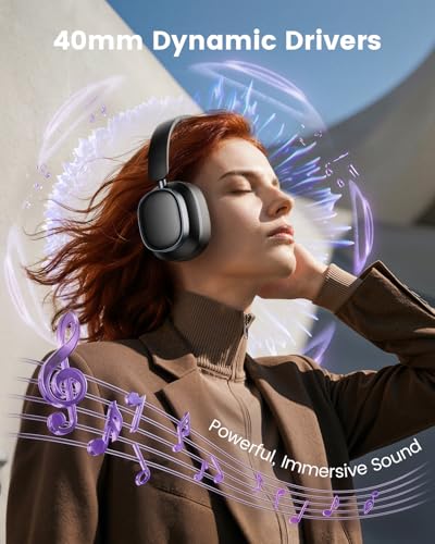 Active Noise Cancelling Headphones,78H Wireless Bluetooth Headphones | Over-Ear Headset,Bluetooth 6.0,Hi-Res,Low Latency,Foldable,Ideal for Travel,Home,Office,Cellphone,PC,Deep Black