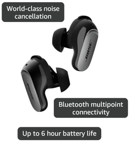 Bose QuietComfort Ultra Earbuds (2nd Gen) - Wireless Noise Cancelling Earbuds with Mic, Immersive Audio, USB-C Charging, Up to 6 Hours Battery, IPX4 Rating, Black - color: Black