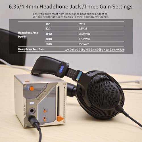 SMSL DS300 Balanced DAC Headphone Amplifier 3000mWx2 Power ES9039Q2M Chip | Decoder 6.35mm/4.4mm XLR/RCA Output XU316 32bit/768kHz DSD512 for Home Audio/PC with USB/Optical/Coaxial/Bluetooth