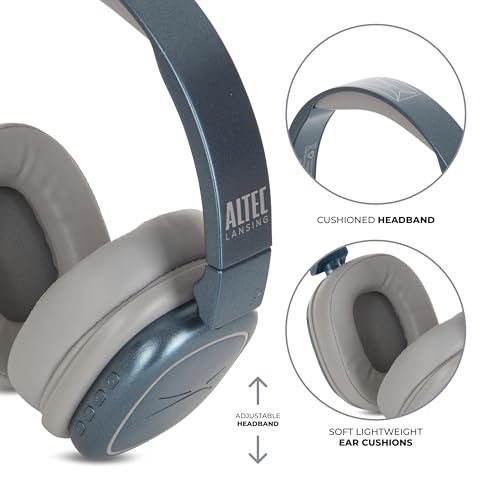 Altec Lansing Nanophones ANC 2.0, Wireless Over Ear Bluetooth Headphones with Noise Cancelling, 30 Hr Battery, Foldable Design, USB-C Charging, Voice Assistant Compatible (Metalic Blue)