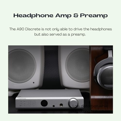 Topping A90 Discrete Fully Discrete Balanced Headphone Amplifier, HiFi NFCA 4Pin XLR/4.4mm Balanced/6.35mm SE Out 9800mWx2 Desktop Headphone Amp Preamplifier (Silver)