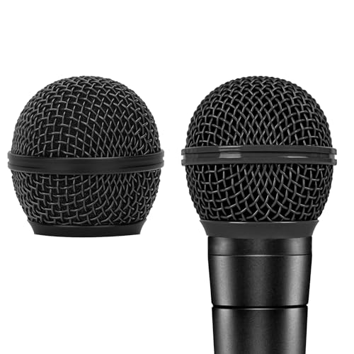 Geekria for Creators Microphone Replacement Grille Compatible with Shure BETA 58A, SV100 Mic Head Cover, Microphone Ball Head Mesh Grill, Capsule Parts (Black / 2 Pack) - color: Black
