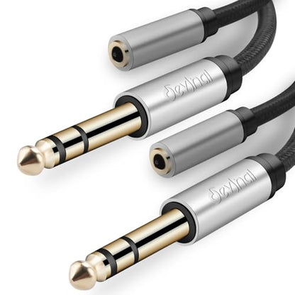 1/4 inch to 3.5mm Female Headphone Extension Cable, 6.35mm to 3.5mm (1/8" inch) Female TRS Adapter, Quarter inch to Mini Jack Stereo Cord Converter Connector 1 feet/ 0.3M - 2 Pack - size: 1 ft (2 Pack), style: 3.5mm Female to 1/4" Male