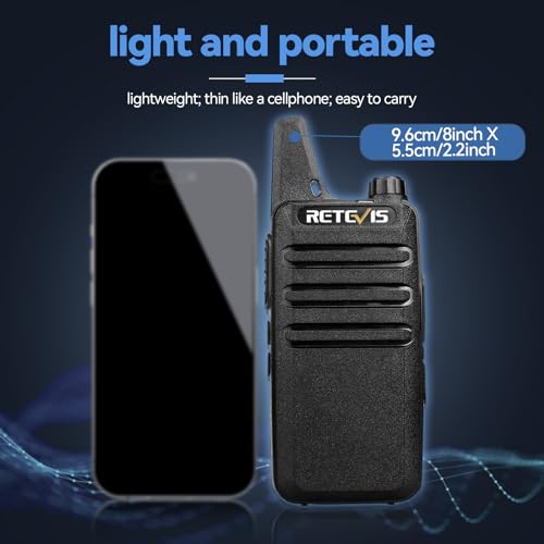 Retevis RT22 Walkie Talkies Long Range Rechargeable with Earpiece (2 Pack) - color: Black