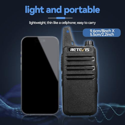 Retevis RT22 Walkie Talkies Long Range Rechargeable with Earpiece (2 Pack) - color: Black
