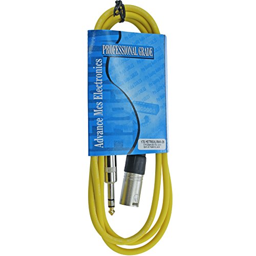 1/4" TRS to 3 Pin XLR Male Pro Audio Patch Cable Balanced and Shielded (6 Foot Feet ft Long, Yellow) - color: Yellow, size: 6 ft long