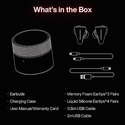 Angry miao CYBERBLADE Wireless Gaming Earbuds, Active Noise Cancelling Bluetooth Earbuds with Microphone, 36ms Low Latency Earphone for PC, PS4, PS5, Switch, iPhone, Android (Base Edition)