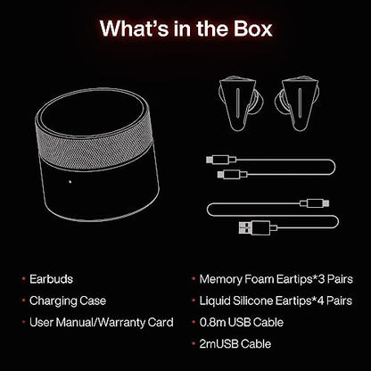 Angry miao CYBERBLADE Wireless Gaming Earbuds, Active Noise Cancelling Bluetooth Earbuds with Microphone, 36ms Low Latency Earphone for PC, PS4, PS5, Switch, iPhone, Android (Base Edition)