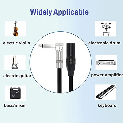 Right Angle 6.35mm Mono to XLR 3 Pin Cable,90 Degree 1/4 Male to XLR Female Interconnect Cable for Soundbox, Microphone, Power Amplifier Etc(50cm)