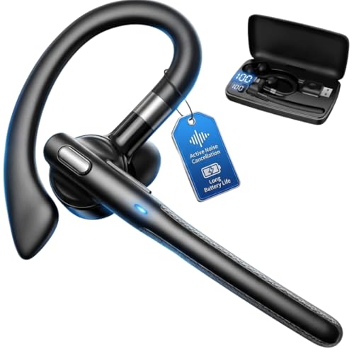 Bluetooth Wireless Earpiece with USB Adapter for PC, Dual-Mic Noise Reduction, 500mAh Charging Case, Bluetooth 6.1 Stable Connection, LED Battery Display, Voice Assistant