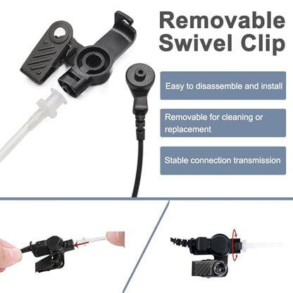 APX 6000 Earpiece Surveillance Air Acoustic Tube Headset with PTT Mic Compatible with Motorola APX 7000 8000 XPR 6350 6550 7550e 7350e Two Way Radio - size: 8268-04P