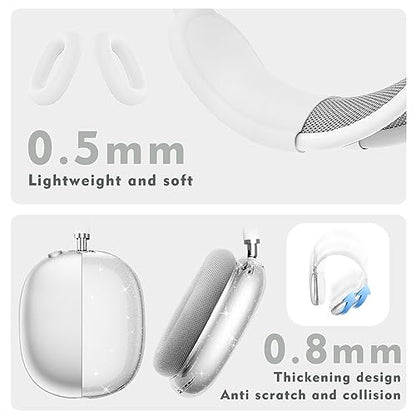 for AirPods Max case Cover,Anti-Scratch Ear Pad Case Cover/Ear Cups Cover/Headband Cover for AirPods Max. Clear Soft TPU and Silicone,Skin Scratch Proof. - color: 3PC-Glitter White