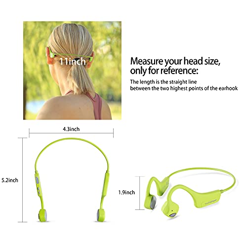 Bone Conduction Headphones Bluetooth, Open Ear Wireless Headset with Mic, Sweat Resistant Earbuds for Runnig Workout Hiking Running Fitness Walking (Green) - color: Green