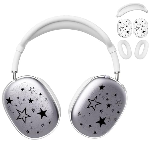 for AirPods Max Headphones Y2K Star Ear Covers for AirPods Max 2 | Cute Clear Ear Cups Cover | White Silicone Ear Pad Case Headband Cover for Apple AirPods Max 2/1 (2026/2024/2020) - color: Star E/White