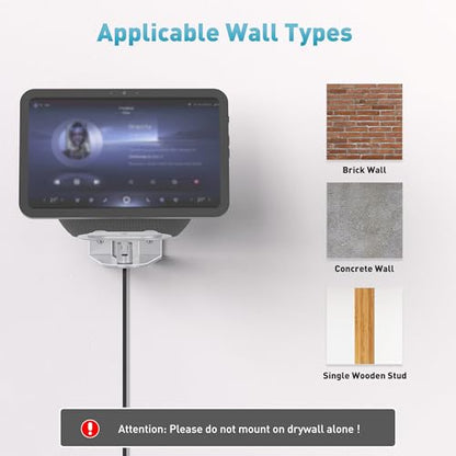Wall Mount for Echo Show 11 & Show 8 2025, Swivel 360°, Silver | Aluminum, Tilt 20~80°, Easy Install, Durable, Echo Show 11 Wall Mount for Kitchen, Adjustable Echo Show 11 Wall Mount - color: Silver