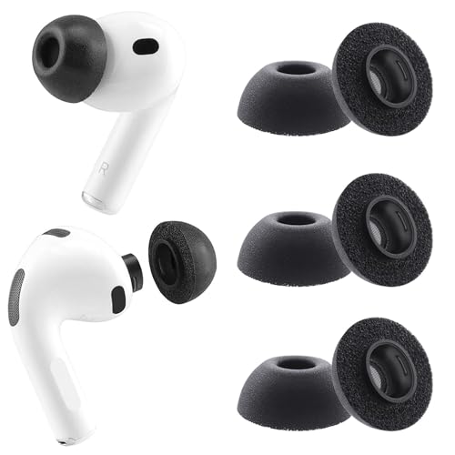 Memory Foam Replacement Earbud Tips for AirPods Pro 3, Premium Low-Rebound Foam Eartips for AirPods Pro 3rd Generation 2025, Anti-Slip, Better Noise Canceling, 3 Pairs (Black, Large) - size: Large