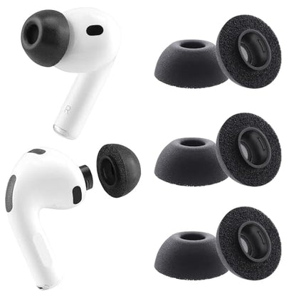 Memory Foam Replacement Earbud Tips for AirPods Pro 3, Premium Low-Rebound Foam Eartips for AirPods Pro 3rd Generation 2025, Anti-Slip, Better Noise Canceling, 3 Pairs (Black, Large) - size: Large